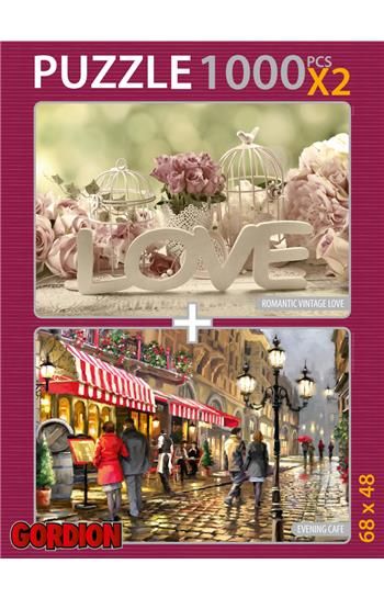 Romantic Vintage Love Evening Cafe 2x1000 Parça Puzzle 40142